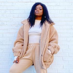 Oversized Tan Teddy Jacket